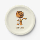 Iss Cake Niedlich Jungle Tiger Illustration Geburt Pappteller (Vorderseite)