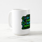 Iss Code Schlaf Wiederholen Neon-Programmierer-Hum Kaffeetasse (Vorderseite Links)