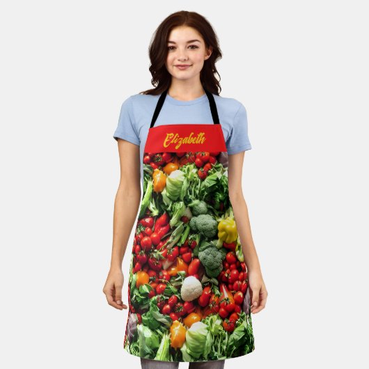 "Iss dein Gemüse!" Koch Schürze (Getragen)