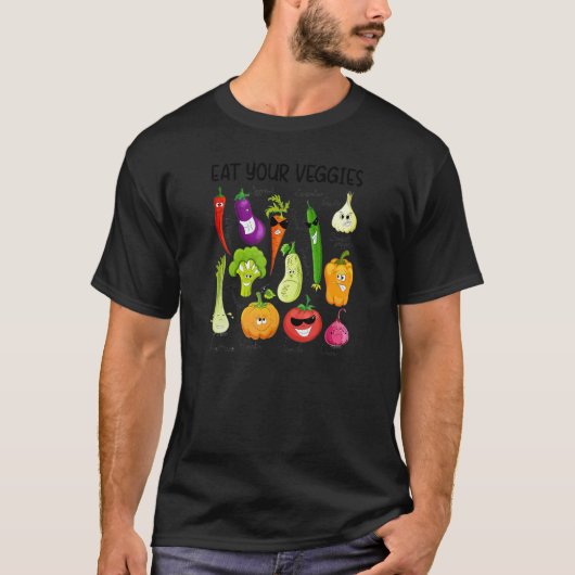 Iss dein Gemüse Retro 90er Style Gemüse Vegan T-Shirt (Vorderseite)