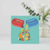 Iss deine Grüntöne Veggie Pill Nutrition Gesunde E Einladung (Stehend Vorderseite)