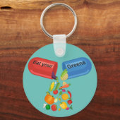 Iss deine Grüntöne Veggie Pill Nutrition Gesunde E Schlüsselanhänger (Vorderseite)