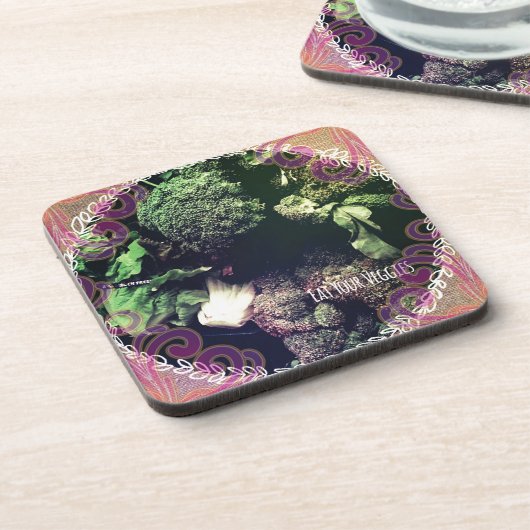 Iss deine Veggies Getränkeuntersetzer (Linke Seite)