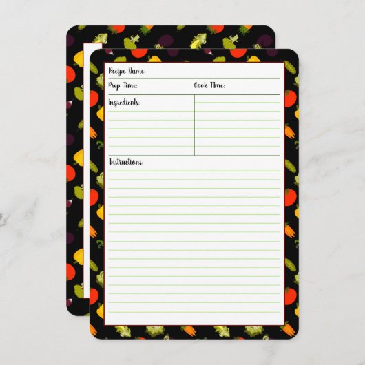 Iss deine Veggies Rezept Cards Einladung (Vorne/Hinten)