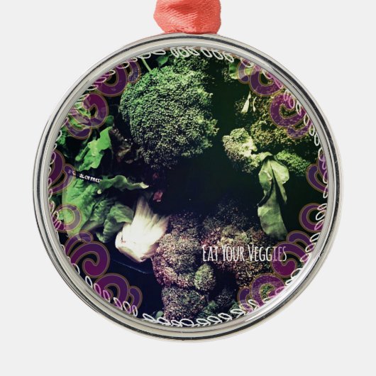 Iss deine Veggies Silbernes Ornament (Vorne)