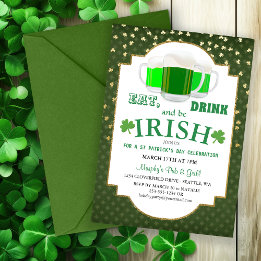 Iss dich satt, trink, sei Irisch St. Patricks Part Einladung