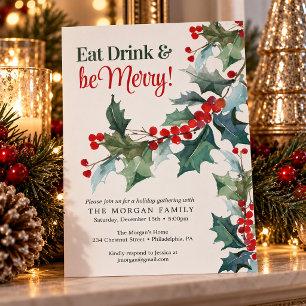 Iss dich satt, trink und feiere Weihnachts-Party-E Einladung