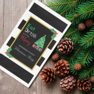 Iss dich satt, trink und feiere Weihnachtsfeier Serviette