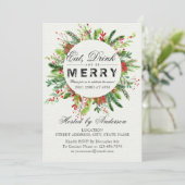 Iss Drink & Be Frohe Weihnachten Party Einladung (Stehend Vorderseite)