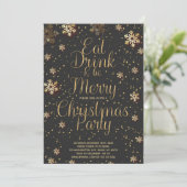 Iss Drink Be Merry Star Weihnachten Party Einladun Einladung (Stehend Vorderseite)