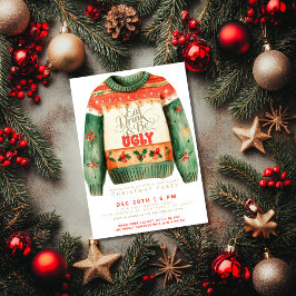 Iss Drink & Be Ugly Sweater Weihnachts-Party Einladung