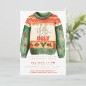 Iss Drink & Be Ugly Sweater Weihnachts-Party Einladung (Stehend Vorderseite)