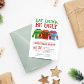 Iss Drink sei hässlich kackig Ugly Sweater Weihnac Einladung