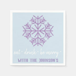 Iss Drink sei Lila blaue Schneeflocken. Serviette