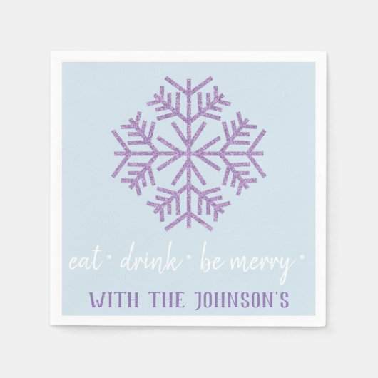 Iss Drink sei Lila blaue Schneeflocken. Serviette (Vorderseite)