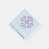 Iss Drink sei Lila blaue Schneeflocken. Serviette (Ecke)