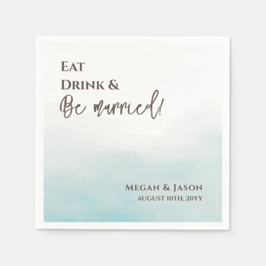 Iss Drink sei Verheirateter Blue Wedding Cocktail. Serviette (Vorderseite)