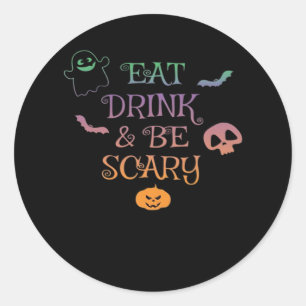 Iss Drink und Beängstigend Halloween Classic Vinta Runder Aufkleber