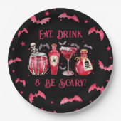 Iss Drink und sei Beängstigend Halloween Cocktails Pappteller (Vorderseite)