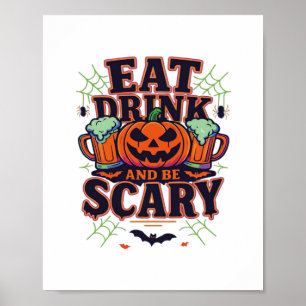 Iss Drink und sei Beängstigend Halloween Design kr Poster