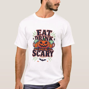Iss Drink und sei Beängstigend Halloween Design kr T-Shirt