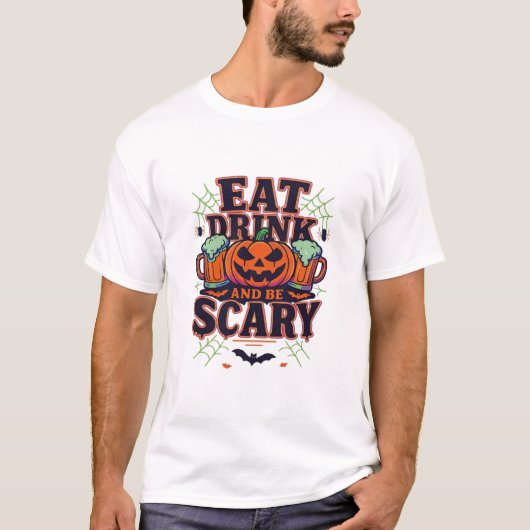 Iss Drink und sei Beängstigend Halloween Design kr T-Shirt (Vorderseite)