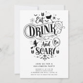 Iss Drink und sei Beängstigend Halloween Einladung (Vorderseite)