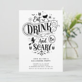 Iss Drink und sei Beängstigend Halloween Einladung (Stehend Vorderseite)