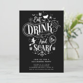 Iss Drink und sei Beängstigend Halloween Einladung (Stehend Vorderseite)
