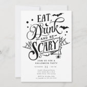 Iss Drink und sei Beängstigend Halloween Einladung (Vorderseite)
