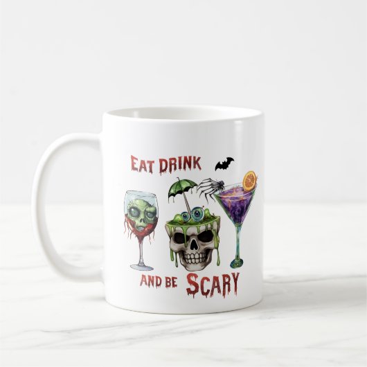 Iss Drink und sei Beängstigend Halloween Fun Coffe Kaffeetasse (Links)