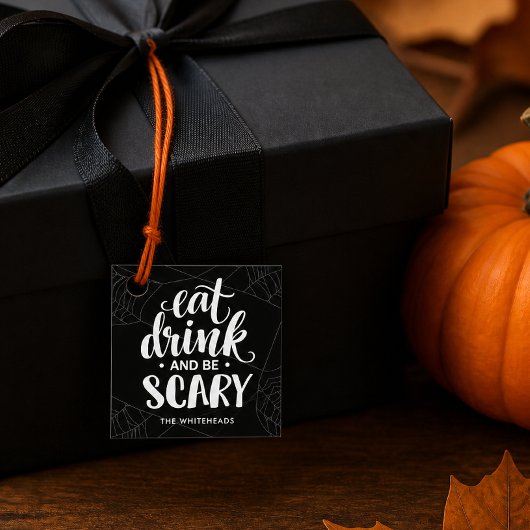 Iss Drink und sei Beängstigend Halloween Geschenkanhänger