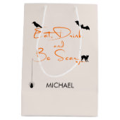 Iss Drink und sei Beängstigend Halloween Geschenkt Mittlere Geschenktüte (Rückseite)