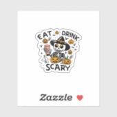 Iss Drink und sei Beängstigend Halloween Pumpkin M Aufkleber (Blatt)