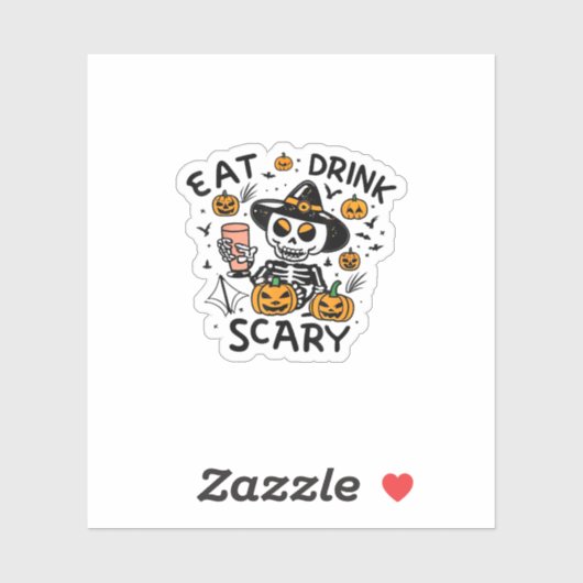 Iss Drink und sei Beängstigend Halloween Pumpkin M Aufkleber (Blatt)