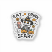 Iss Drink und sei Beängstigend Halloween Pumpkin M Aufkleber (Vorderseite)