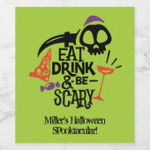 Iss Drink und sei Beängstigend Halloween Weinetikett (Einzelnes Label)