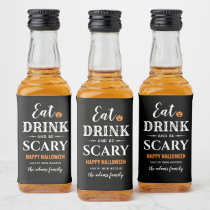 Iss Drink und sei Beängstigend Halloween White Typ Alkoholflaschenetikett