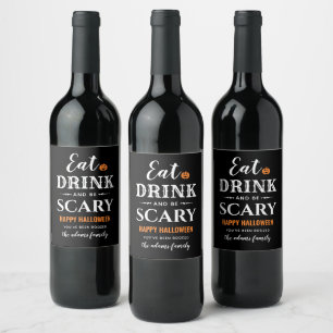 Iss Drink und sei Beängstigend Halloween White Typ Weinetikett