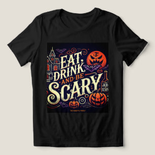 Iss Drink und sei Beängstigendes schwarzes Hallowe Tri-Blend Shirt