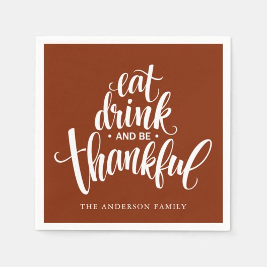 Iss Drink und sei dankbar Erntedank Abendessen Serviette (Vorderseite)