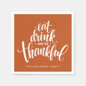 Iss Drink und sei dankbar Erntedank Abendessen Serviette (Vorderseite)