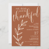 Iss Drink und sei dankbar Erntedank Dinner Einladung (Vorderseite)