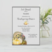 Iss Drink und sei dankbar Erntedank Dinner Einladung (Stehend Vorderseite)