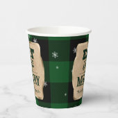 Iss Drink und sei froh grün Karierte Weihnachten Pappbecher (Links)
