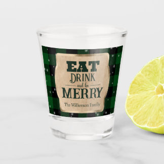 Iss Drink und sei froh grün Karierte Weihnachten Schnapsglas