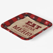 Iss Drink und sei froh rustikal rot Karierte Weihn Pappteller (Gewinkelt)