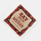Iss Drink und sei froh rustikal rot Karierte Weihn Serviette (Ecke)