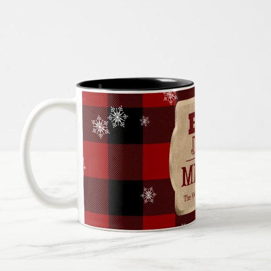 Iss Drink und sei froh rustikal rot Karierte Weihn Zweifarbige Tasse (Links)