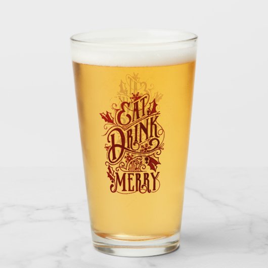 Iss Drink und sei froh Weihnachten Weihnachten Spa Glas (Vorne (Gefüllt))